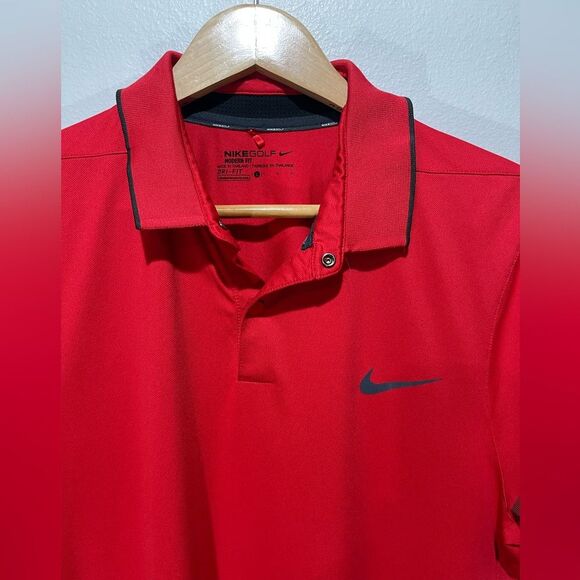 nike Golf Dri fit polo Red Performance Casual Medium Thickness Mens L - Picture 2 of 5